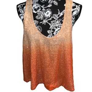 Bar III size XL orange ombré sequin racerback dressy top swing at hem